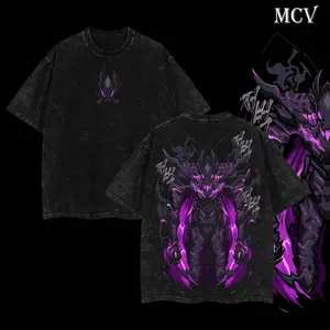 [COLLECTION] Shadow Soldiers BERU, IGRIS, IRON, TUSK T-Shirt Solo Leveling Anime Double Printed Vintage Washed Tee Unisex Oversize Anime Manga Washed Heavyweight Cotton T-shirt EQ3 WFF