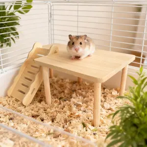1 Set Assembled L-Shaped Two-Tier Hamster Platform With Wave Ladder, Small Pet Table And Ladder Set Small Pets Toy Hamster Hiding House Small Pet Cage Landscaping Supplies Suitable For Golden Hamsters And Rutin Chickens