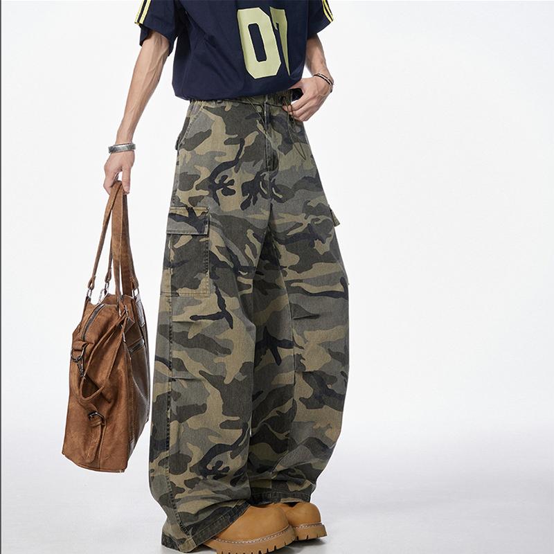 Camouflage Pants Unisex, Spring and Autumn Cotton Straight Loose Large Size Work Pants, Trendy Versatile Wide Leg Casual Long Pants Slimming