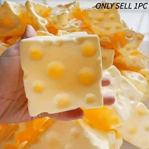 7cm Square Ultra-Thin Cheese Skin, Tpr Shell Squeeze Toy, No Filling, DIY Cheese Skin, Birthday/halloween Gift, Perfect Teen Stress Relief Gift