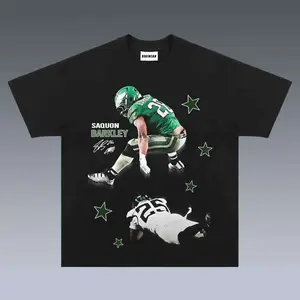 [SALE Up To 50% Off] Saquon Barkley Graphic Tee, Y2K Crew Neck Streetwear T-Shirt, Unisex Crew Neck Tee, Vintage Football Graphic, Sports Player Bootleg Premium Style, Casual Cotton Fit 1 Sided