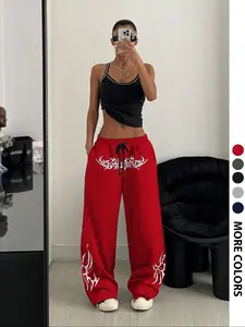 Women's Casual Sporty Long Pants, Graphic Totem Print, Drawstring Loose Wide Leg, All Seasons, Fashionable & Comfortable, Bottoms