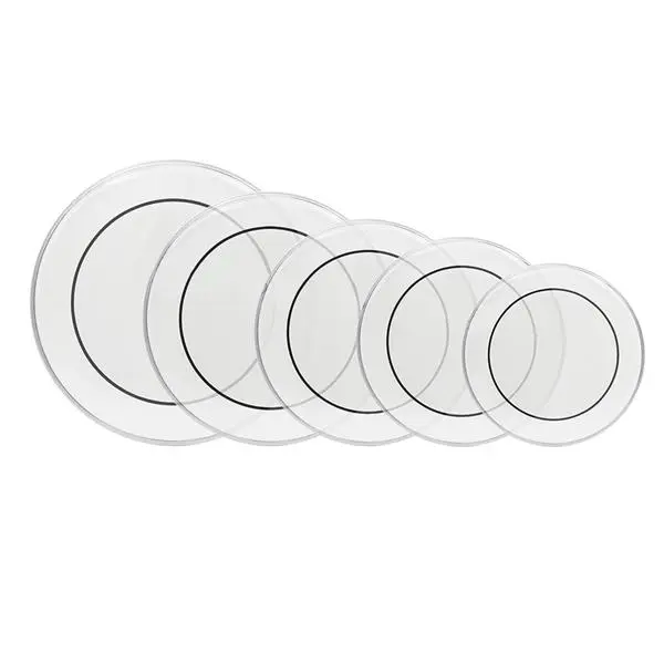 Percussion Transparent Drum Heads Set (22in, 16in, 14in, 13in, 12in) - Strong Tension, Crisp Tones, Drum Kit Accessory for Sound Quality Upgrade