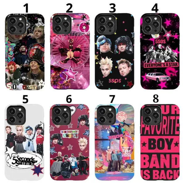 These 8 styles of 5SOS _Everyone's a Star_ 2026 Tour-themed phone cases—compatible with the iPhone 11–17 Pro Max_Plus