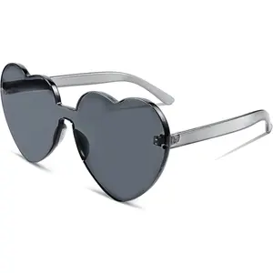 EyeconicFinds Thick Heart Sunglasses Rimless Heart Shaped Sun Glasses Women Fashion Love Glasses B2419 Frames Modern