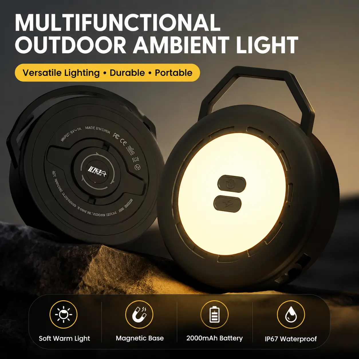 2000mAh Battery Waterproof Camping Light Fast Retractable LED Strip Lamp