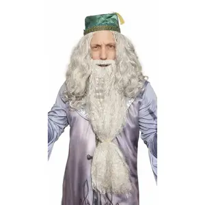 HandinHandCreations Wizard Wig and Long Beard with Wizard Sorcerer Hat Movie Costume - All Included