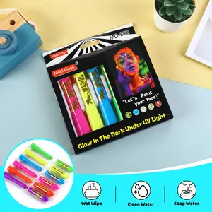 Fluorescent UV Body Paint Pen Set Dark Glow Party Makeup/Creative Graffiti Water Washable Easy to Wipe Fluorescent Paint Pen
