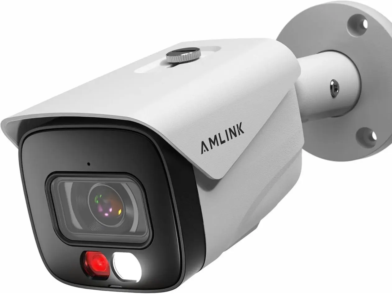 AMLINK 5MP Security AI IP PoE Bullet Camera AL5M-B5172EW with Human/Vehicle Detection, Night Color 100ft, 2-Way Audio, Deterrent, 20fps