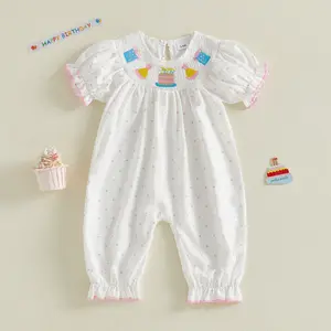 Meihuida Baby Girl 1st Half Birthday Outfits Cake Romper Short Sleeve Jumpsuit First 1 One Year Old Summer Smash Cake Gifts