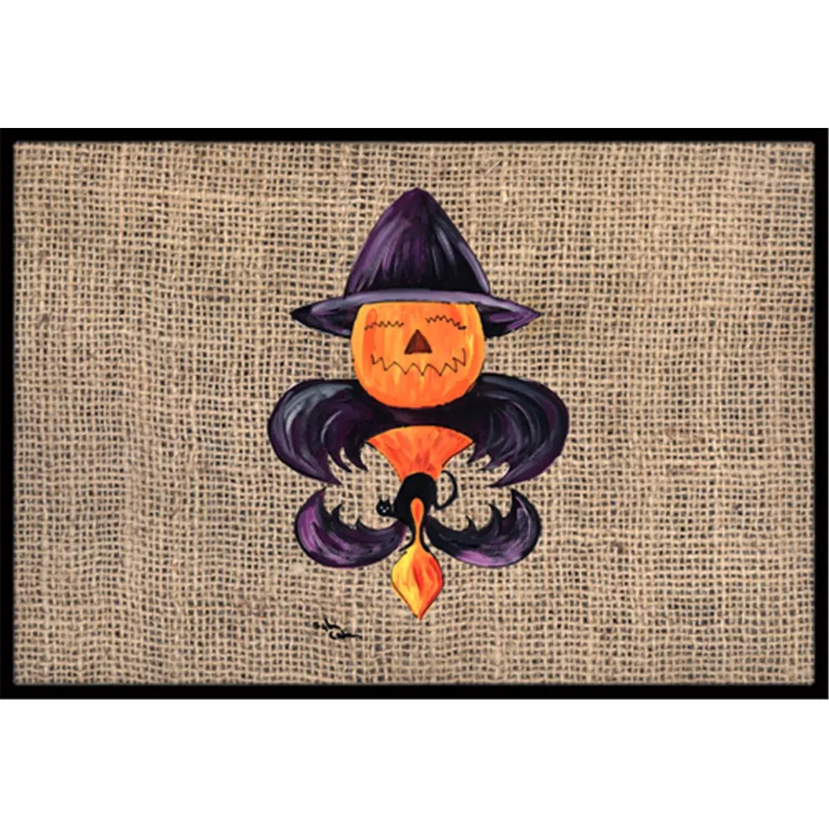 18 x 27 in Halloween Anti-Skid Durable Fade-Resistant Permanently Dyed Pumpkin-Bat-Fleur De Lis Factory-Made Indoor & Outdoor Doormat