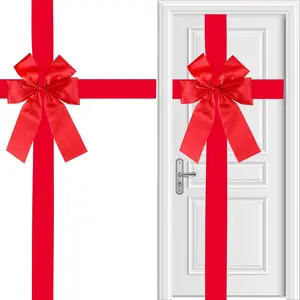 Christmas Cabinet Big Bows Large Door Lace Christmas Tree Bow Ribbon Red Bow Holiday Decorations Christmas Front Door Party Supplies