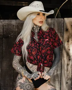 Women's Hankie Party Shirt - Black & Red