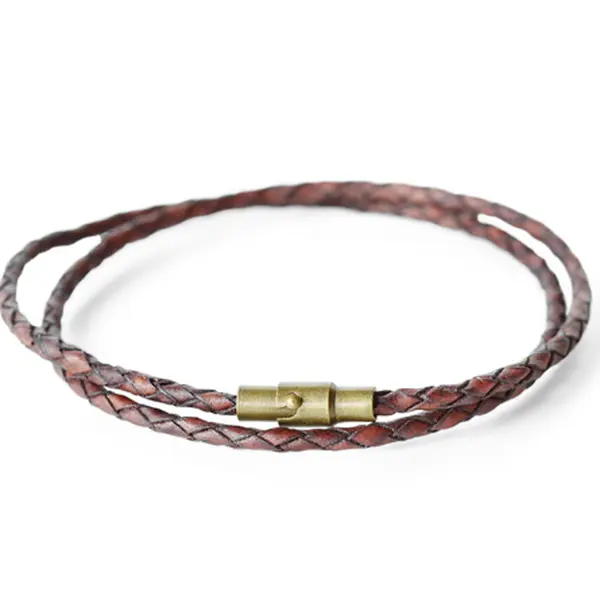 Women's Thin Dark Brown Leather Wrap Bracelet | Isola Bella