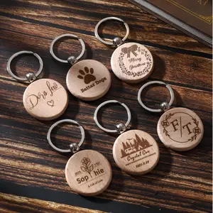 Personalized Beechwood Keychain, Laser Engraved Wood Tag, Wooden Keyring for Car Keys, Gift Idea