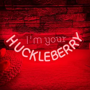 Vibrant “I'm your huckleberry” Sign Glowing Neon Light, Light up Red Phrase Wall Hanging Art Neon Sign, USB Powered for Study, Office, Studio, Garage, Bar, Party, Hotel, Gift