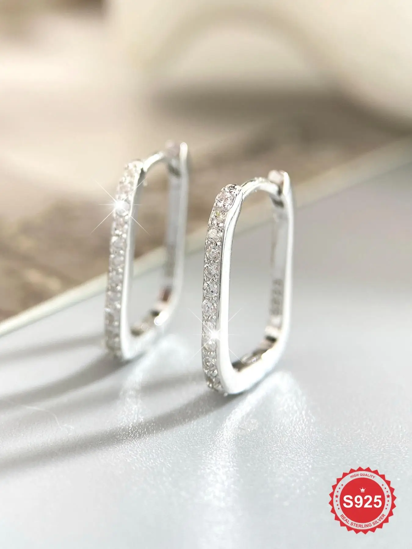 S925 Sterling Silver Fashionable Zircon Hoop Earrings, Fashion Jewelry for Party, Daily Clothing Decor, Trendy All-match & Exquisite Jewelry for Gift