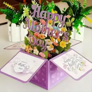 3D Pop-up Mother's Day Card - Happy Mother's Day Flower Pop-up Greeting Card, with envelope, note label, Custom Message Card and Positive Message Card, suitable for moms, grandmothers, or any mother in your life