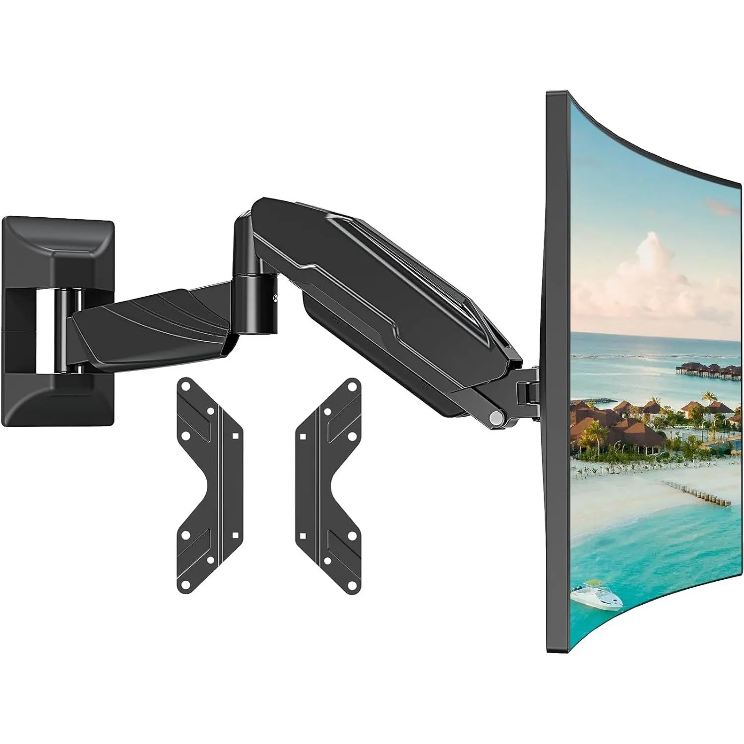 Heavy Duty Single Monitor Wall Mount - Full Motion, Ergonomic Support with Gas Spring, Max 32 in Screen Fit, VESA 200x200mm Extension Kit, Adjustable Height, Reduces Neck/Back/Eye Strain, Improves Productivity