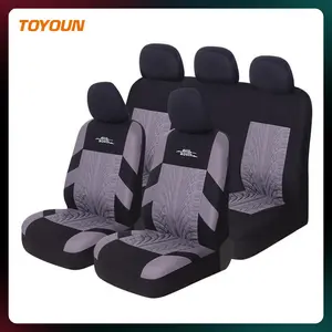 Universal full set of car seat covers, breathable polyester car seat protectors, embroidered details, quick installation, durable fabric, suitable for most SUVs, cars, trucks, vans, essential accessories for car interiors
