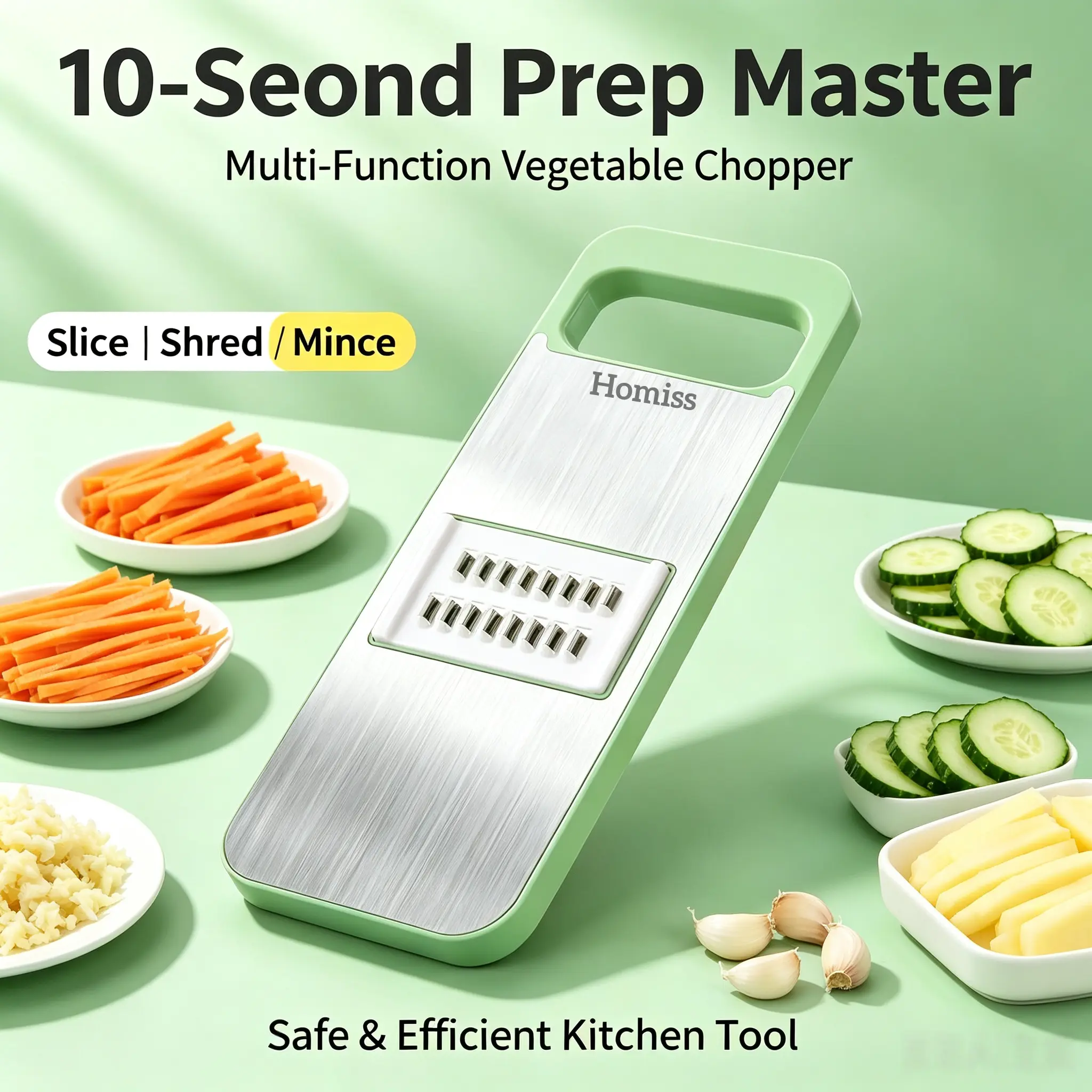 Multi-functional Kitchen Vegetable Slicer & Grater, Portable Food Chopper for Garlic, Cucumber, Potato, Household Shredding Tool