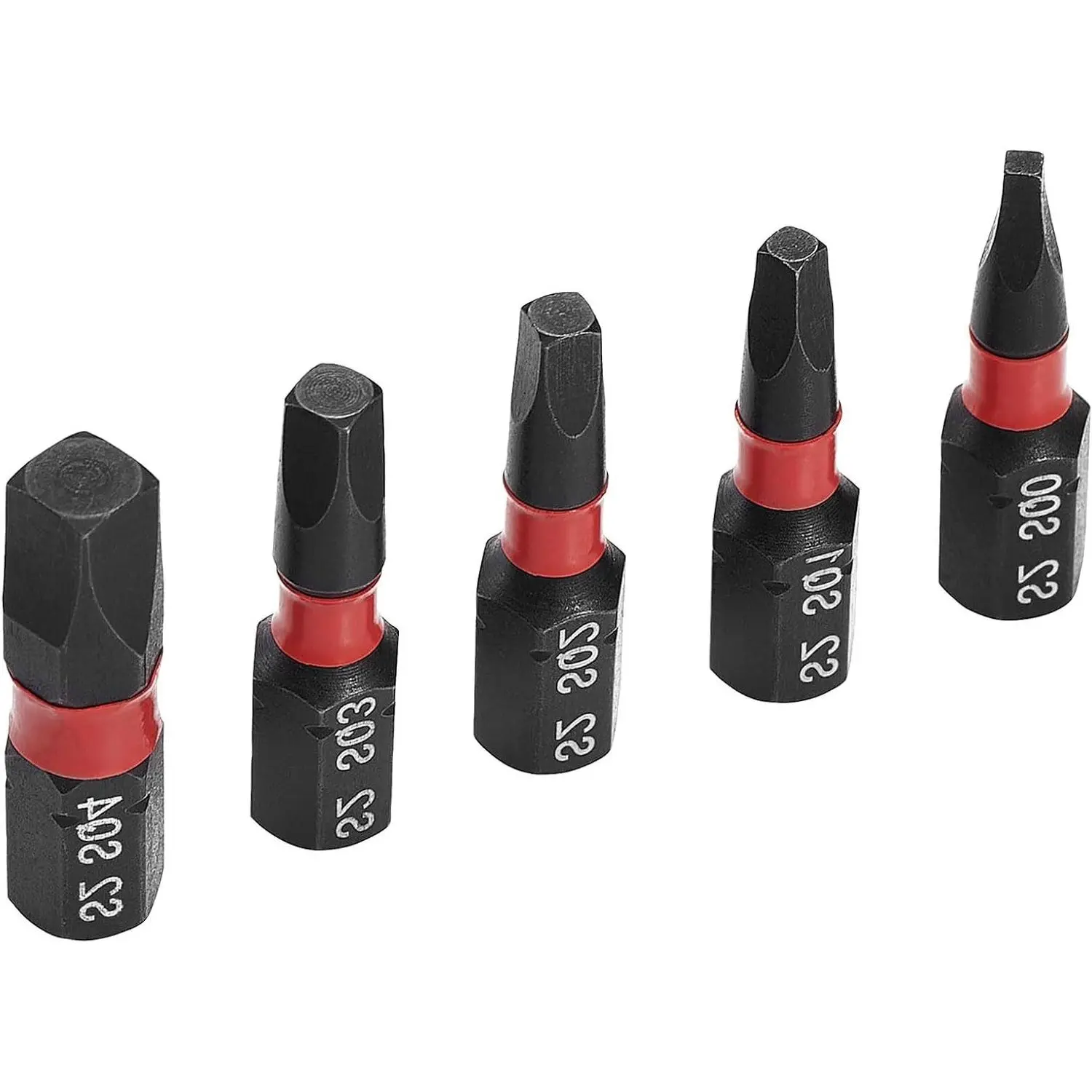 5PCS Robertson Square Drive Bits, Premium S2 Alloy Steel Square Drill Bit Set, Size #0,1,2,3,4, 1/4 Inch Hex Shank, 1 Inch Long