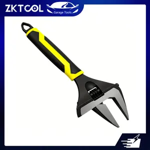 10 Inch Adjustable Wrench, Black Oxide Finish, Wide Mouth Ultra-Thin Pipe Wrench, Forged Cr-V, SAE And Metric Markings Pipe Wrench, Essential Tools For Father's Day Gift