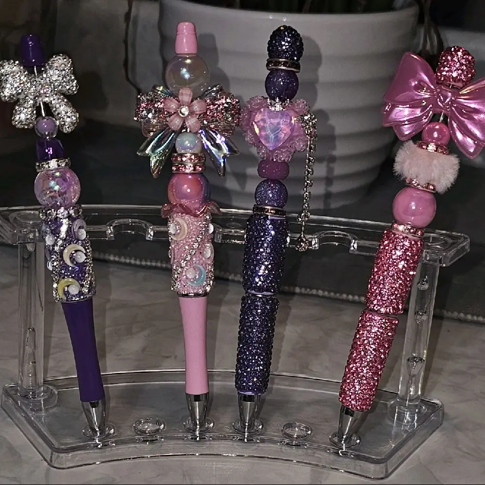 Sparkling Gemstone Pens with Bow Accents - Purple, Pink Glittery Design for Stylish Writing.  Each pen listed, is $10.00 each one.