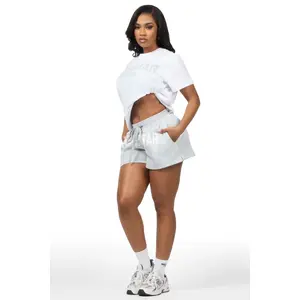 Sabrina White/Grey T-Shirt Short Set