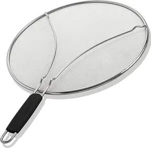 13-Inch Stainless Steel Splatter Screen for Frying Pans, Cookware Grease Splatter Guard to Cover Oil Splashes When Sizzling Bacon or Cooking Fried Chicken