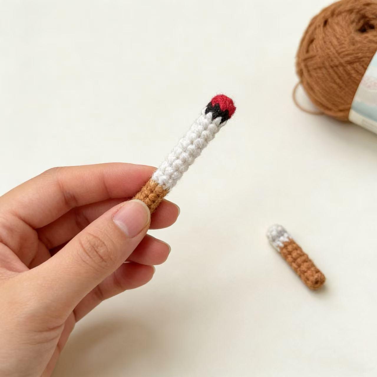 Handmade Crochet Cigarette Keychain / Decor - Unique Handcrafted Accessory for Keys and Decorative Use