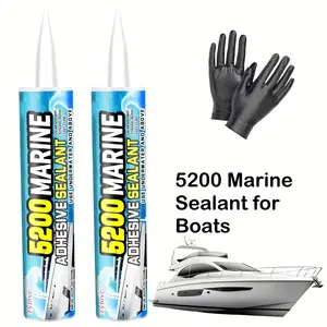 High Strength Marine Adhesive Sealant 5200 Fast Curing 30 Mins Waterproof UV Resistant for Boats RVs Fiberglass Wood Metal Low Odor with Gloves Nozzle 2 Units