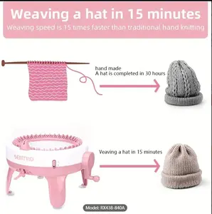 1set 40 Needle Manual Yarn Knitting Machine Scarf Hat Adult Automatic Knitting Clothing Tool DIY Handicraft Knitting Tool Include Instructions In English