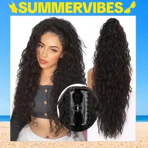 SummerVibes AISI HAIR 26/30 Inch Long Wavy Synthetic Hair Extensions for Women Comfortable Secure High-Quality Material Easy Wear Clip-in Ponytail Hairpiece Perfect for Casual Formal Looks