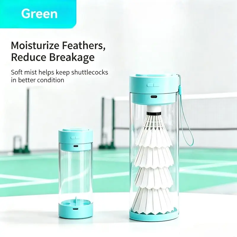 Professional Badminton Shuttlecock Steamer Humidifier for Feathered Care Cut Breakage Easy Maintenance Cover Sports Use Badminton Shuttle Steamer with Shuttlecock Storage Tube, Rechargeable Shuttlecock Mist Sprayer, Moisturize Feathers to Avoid Breakage