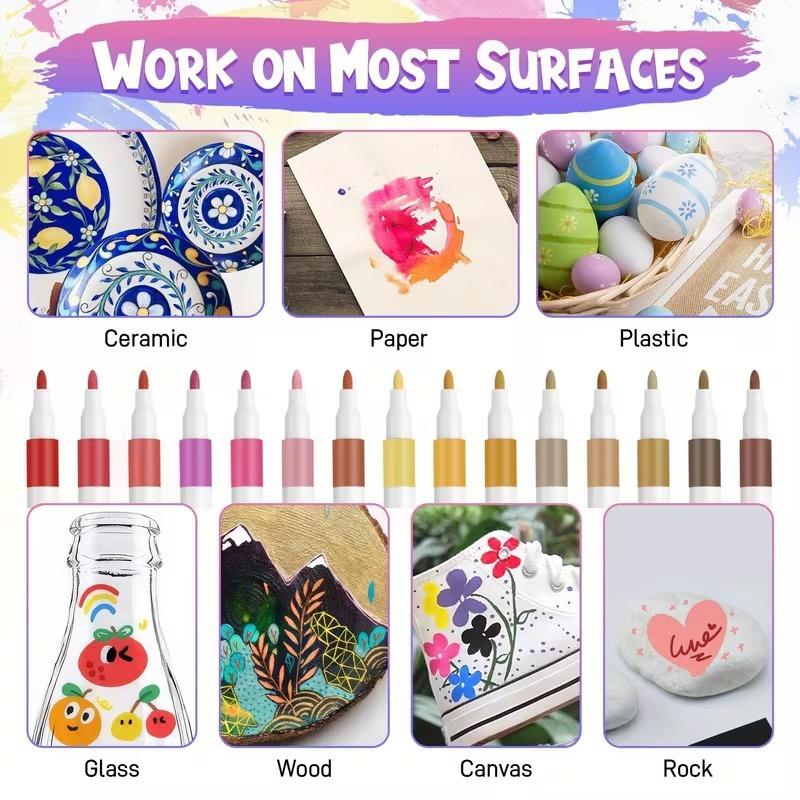12-Piece 24-Color Dual Tip Acrylic Paint Markers set features both fine and broad tips for versatile detailing and filling, delivering excellent coverage with vibrant professional-grade paint for all your creative projects.