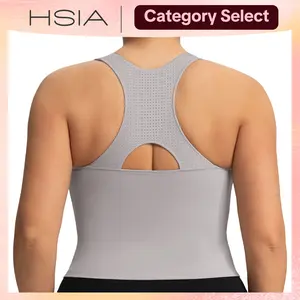 HSIA SoftBreeze Wirefree Lightly Padded Medium Support Breathable Sports Bra - Gym Workout Wear, Gymclothes - Racerback Longline Tank Top or Criss Cross Back Crop Top for 32D, 40DDD (Yoga, Gym Use)