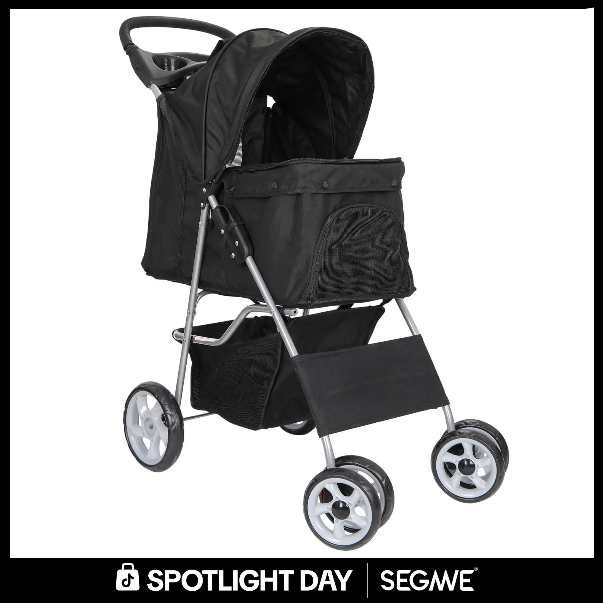 Segawe Foldable Pet Dog Stroller for Small Cat dog with Storage Basket & Cup Holder for Pet Travel,summerwins