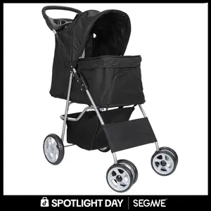 Segawe Foldable Dog Stroller - Pet Travel Carriage with Detachable Animal Carrier, Cart and Tray, Black