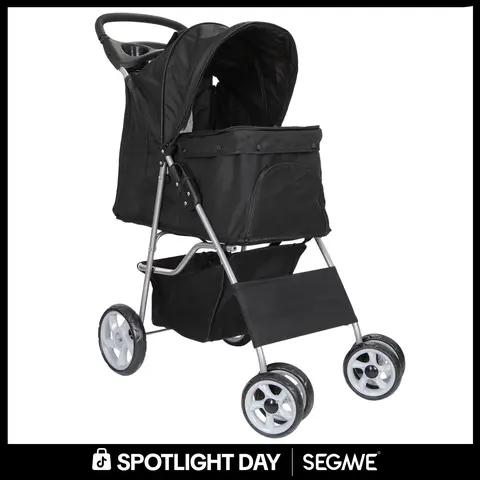 Segawe Foldable Pet Dog Stroller for Small Cat dog with Storage Basket & Cup Holder for Pet Travel