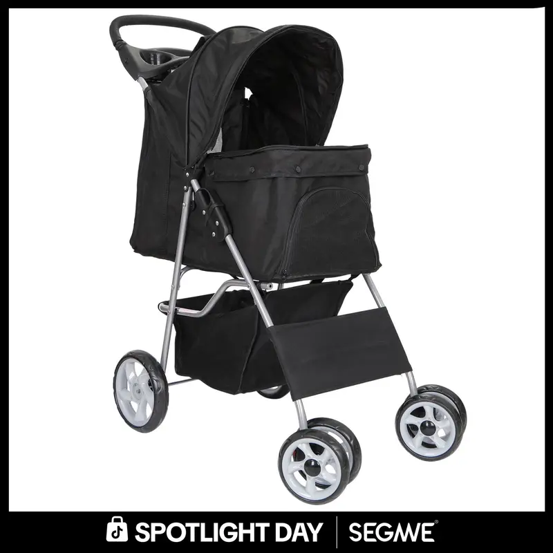 Segawe Foldable Pet Dog Stroller for Small Cat dog with Storage Basket & Cup Holder for Pet Travel