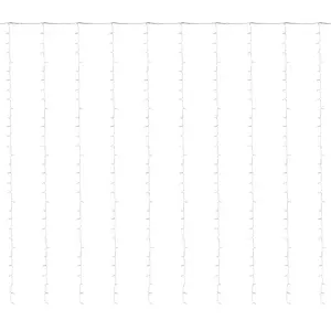 LumaBase Electric LED Curtain Lights - Warm White, 234" Total Length, 10 Drop Lights, 30 Bulbs Each, Indoor & Outdoor Use, Customizable Lighting Options