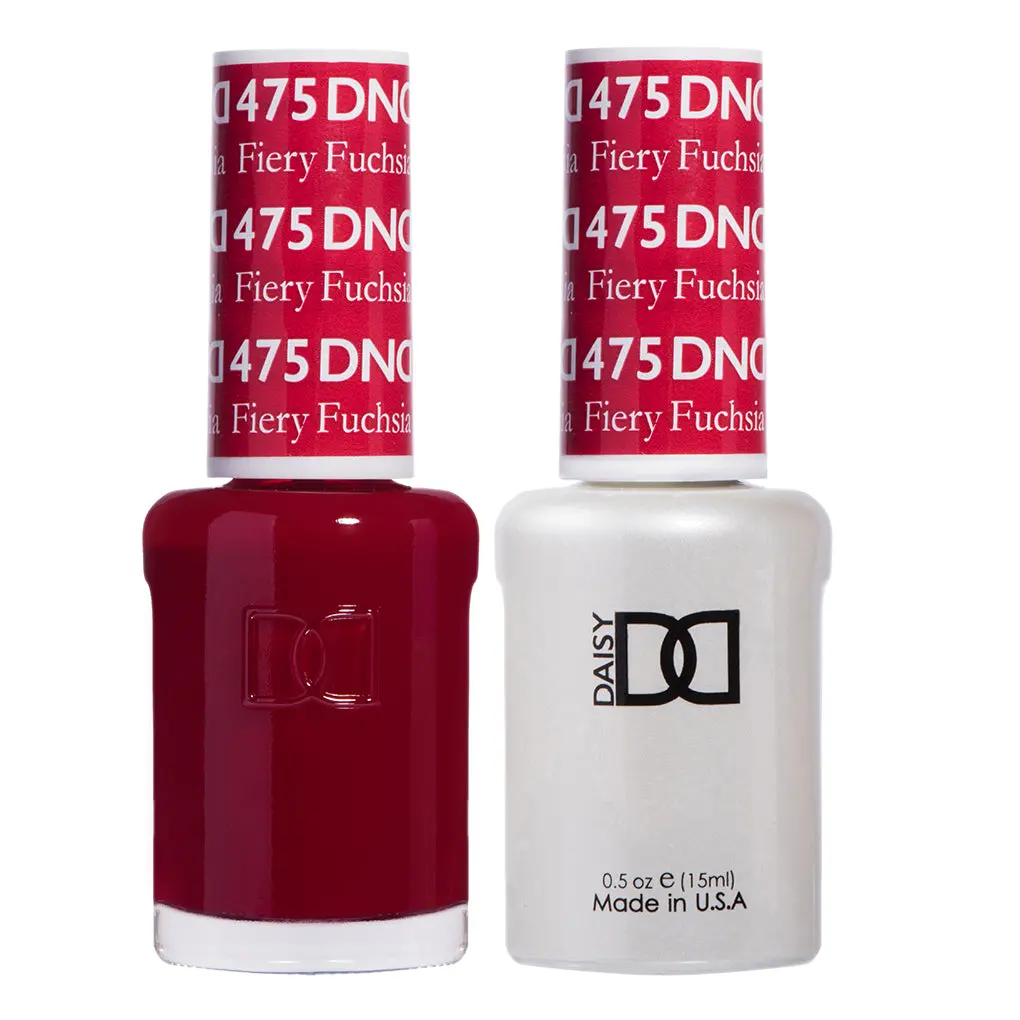 DAISY DND Gel & Lacquer Duo Set 475 Fiery Fuchsia, Matching UV Cured and Regular Nail Polish for Manicure, Ethyl Acetate., Nail Art, Cosmetic, Bottle, Unisex
