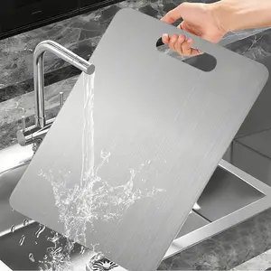 Premium Stainless Steel Cutting Boards - Double-Sided Food-Grade 304 Stainless Steel, Smooth Surface for Kitchen & Dining Use, Durable & Easy to Clean, Perfect for Preparing Meals, Slicing Vegetables, And Chopping Meat, Kitchen Essentials
