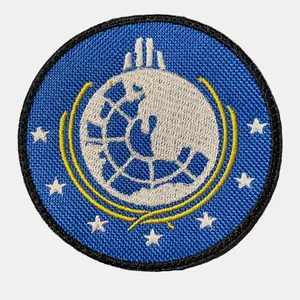 Super Earth Embroidered Patch 3" Iron On Sew On or Hook Backing Versatile Application Options for Jackets Vests or Gear Bags Geometric Embroidery Design