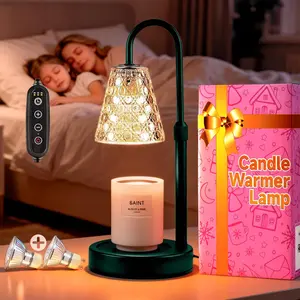 Candle Warmer Lamp with Timer Dimmable, Height Adjustable Wax Melt Warmer for Jar Candles - Includes 2 Bulbs, Birthday Gifts for Women Mom, Housewarming Gifts   Decor (Army Green)