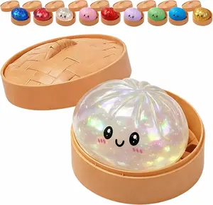 White Glitter Dumpling Squishy with Box, Sensory Squeeze Toy for Stress Relief (Toys & Hobbies, Classic & Novelty Stress Relief Goods)