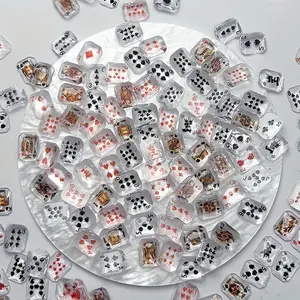 50 Mini Poker Card Nail Art Decorations, Poker Nail Accessories, Featuring Spades, Hearts, Diamonds, And Clubs, Highly Transparent And Shiny, Suitable For DIY Nail Art And Various Accessories, 50 Pieces Randomly Mixed