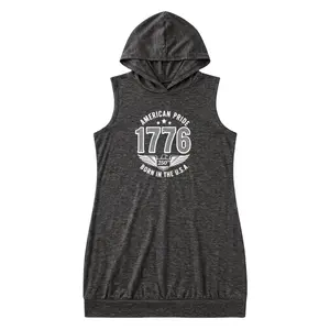 American Pride Hooded Tank Dress – Born in the USA 4th of July Graphic for Independence Day Celebration