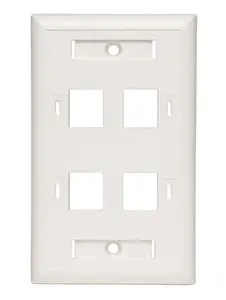 Tripp Lite TRL-N042-00104WE 4-Port Quad Outlet RJ45 Universal Keystone Face Plate & Wall Plate, White